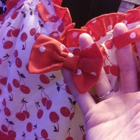 🍒 Sourpuss Cherry Darling Polka Dot Sweetheart Neckline Summer Dress (M) 🍒 - Picture 6 of 6